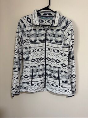 Free Country Women's Black & White Aztec Fleece Zip Jacket